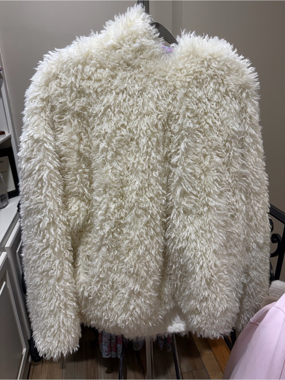 SKIMS Cream Plush Faux Fur Hoodie